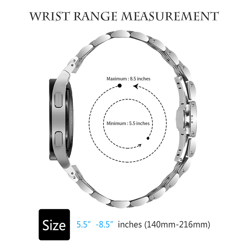 for Samsung Galaxy Watch4 Active 40mm / 44mm / Watch4 Classic 42mm / 46mm Stainless Steel Replacement Band 7 Beads Watch Bracelet Strap - Silver / Gold