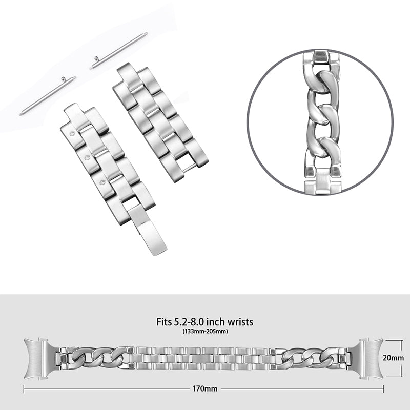 For Samsung Galaxy Watch4 Active 40mm / 44mm / Watch4 Classic 42mm / 46mm Stainless Steel Bracelet Splicing Smart Watch Strap Wrist Band - Silver