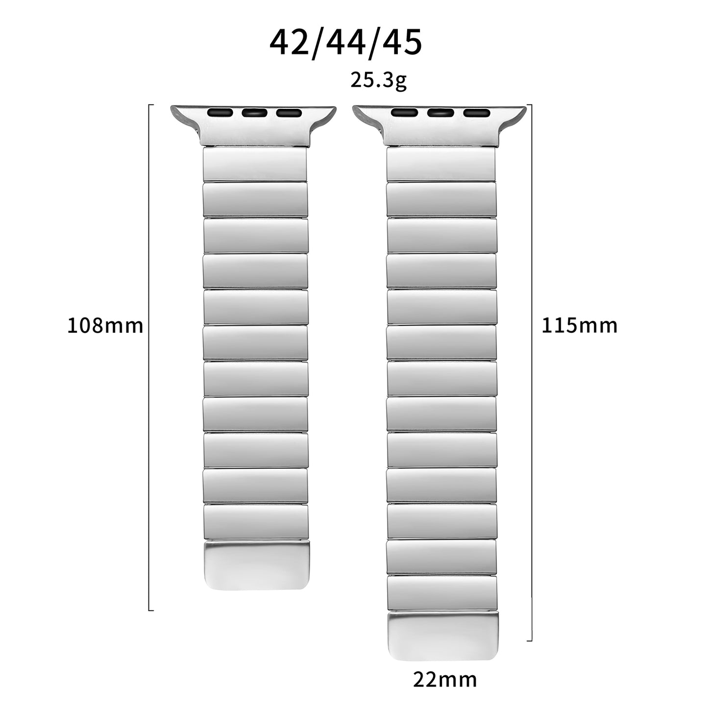 for Apple Watch Ultra 49mm / Series 8 45mm / 7 45mm / Series 6 / 5 / 4 / SE 44mm / SE (2022) 44mm / Series 1 / 2 / 3 42mm, Magnetic Watch Band Stainless Steel Replacement Watch Strap - Black