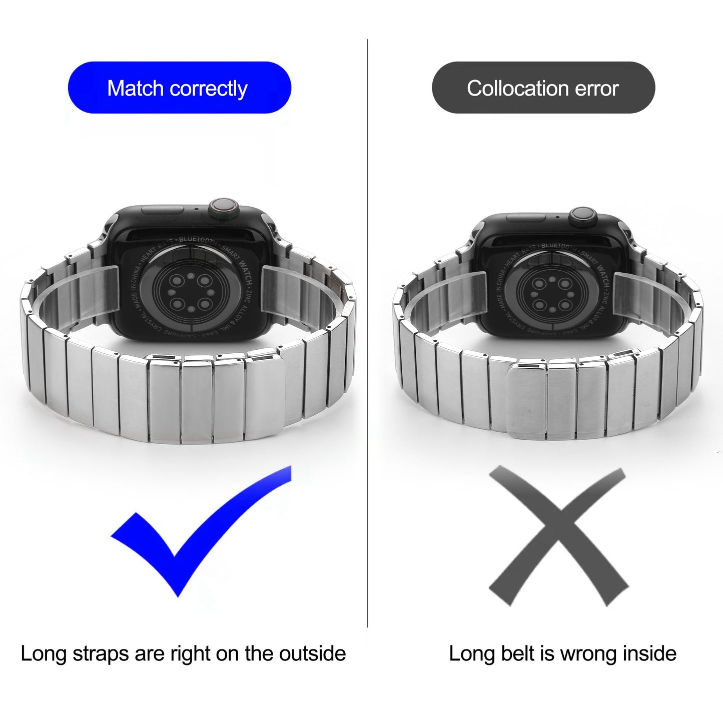 for Apple Watch Series 8 41mm / Series 7 41mm / Series 6 / 5 / 4 / SE / SE(2022) 40mm / Series 1 / 2 / 3 38mm, Quick Release Watch Band Magnetic Stainless Steel Replacement Watch Strap - Black