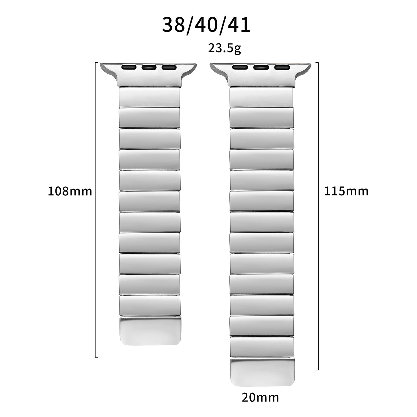 for Apple Watch Series 8 41mm / Series 7 41mm / Series 6 / 5 / 4 / SE / SE(2022) 40mm / Series 1 / 2 / 3 38mm, Quick Release Watch Band Magnetic Stainless Steel Replacement Watch Strap - Black