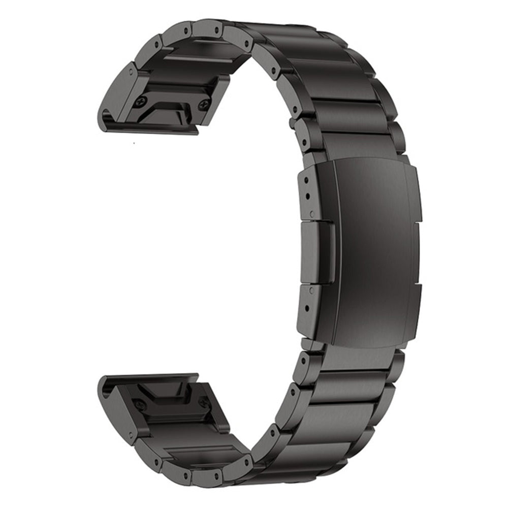 For Garmin Descent G1 / Fenix 7 / 6 Pro / 5 Plus Titanium Steel 3 Beads Smart Watch Band 22mm Universal Quick Release Replacement Strap - Black