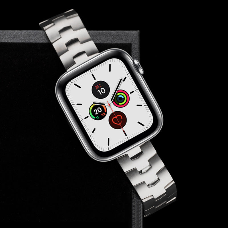 for Apple Watch Series 8 41mm / 7 41mm / Series / 4 / 5 / 6 / SE / SE(2022) 40mm / Series 3 / 2 / 1 38mm Titanium Steel Anti-scratch Smart Watch Band Wrist Strap - Black