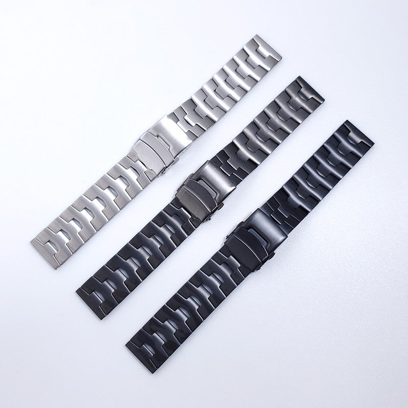 for Samsung Galaxy Watch3 45mm / Gear S3 Frontier / Gear S3 Classic / Huawei Watch GT3 Pro Titanium Steel Replacement Wrist Band 22mm Universal Watch Strap - Black