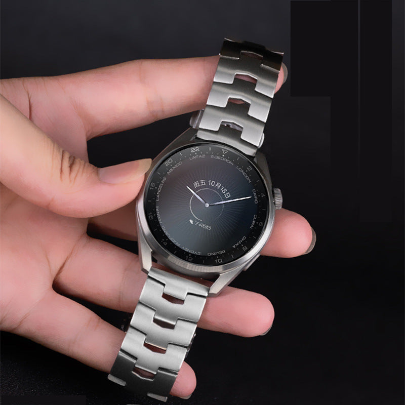 for Samsung Galaxy Watch3 45mm / Gear S3 Frontier / Gear S3 Classic / Huawei Watch GT3 Pro Titanium Steel Replacement Wrist Band 22mm Universal Watch Strap - Silver