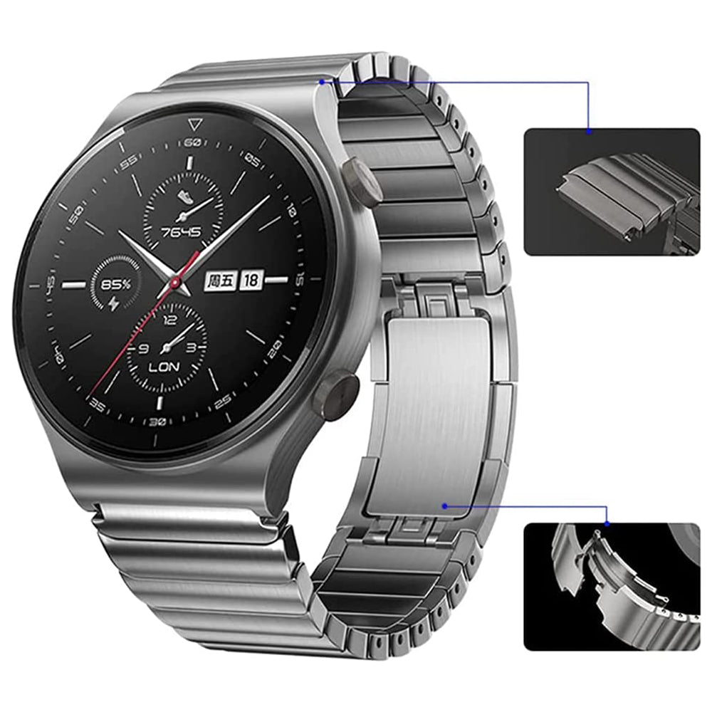 For Huawei Watch GT 2 46mm / Watch GT 3 Pro 46mm Titanium Steel 22mm Smart Watch Band Universal Quick Release Replacement Strap - Silver