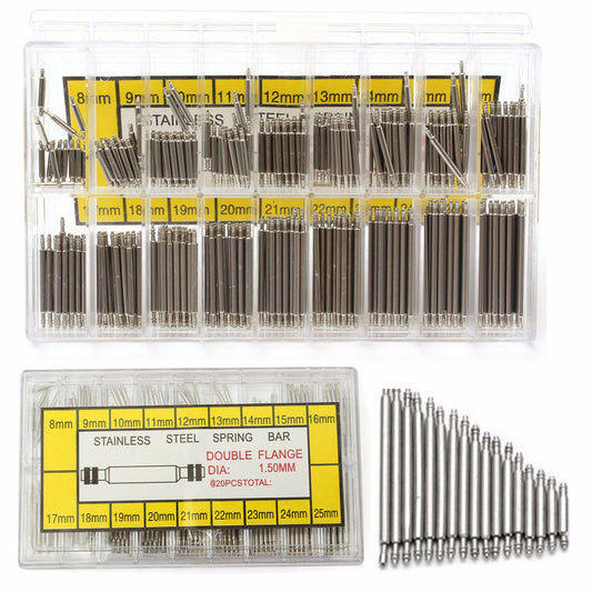 F08656 360Pcs 8-25mm Stainless Steel Watch Band Spring Bars Watch Repairing Strap Link Pins