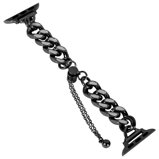 for Apple Watch Ultra 49mm / Series 8 / 7 45mm / Series 6 / 5 / 4 / SE / SE (2022) 44mm / Series 3 / 2 / 1 42mm Chain Style Metal Watch Band Luminous Strap Replacement - Black