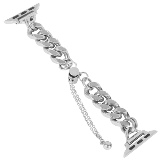 for Apple Watch Ultra 49mm / Series 8 / 7 45mm / Series 6 / 5 / 4 / SE / SE (2022) 44mm / Series 3 / 2 / 1 42mm Chain Style Metal Watch Band Luminous Strap Replacement - Silver