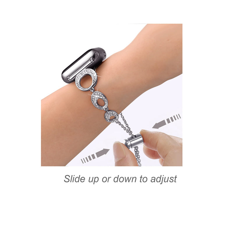for Apple Watch Series 8 / 7 41mm / Series 6 / 5 / 4 / SE / SE(2022) 40mm / Series 3 / 2 / 1 38mm Rhinestone Decor Bling Bracelet Stainless Steel Wristband Strap - Silver