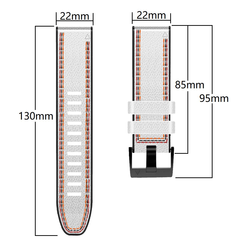 For Garmin Descent G1 / Instinct 2 / Epix Gen2 Quick Release Watch Band PU Leather Coated Silicone Three-color Stitching Line Wristband Strap - Brown