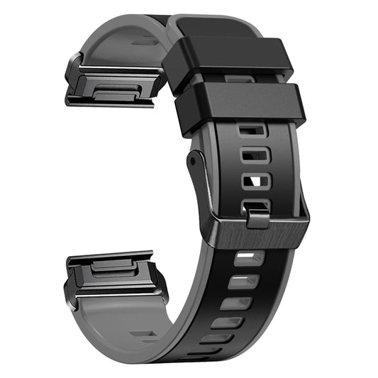 For Garmin Descent G1 / Instinct 2 Watch Strap Replacement Quick Release Dual-color Silicone Watch Band - Black / Grey