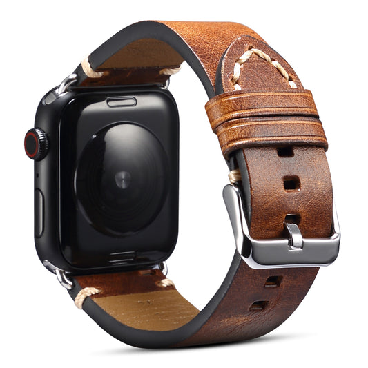for Apple Watch Series 8 / 7 41mm / Series 6 / 5 / 4 / SE / SE (2022) 40mm / Series 3 / 2 / 1 38mm DOL Cowhide Leather Watch Band Adjustable Pin Buckle Replacement Wrist Strap - Brown