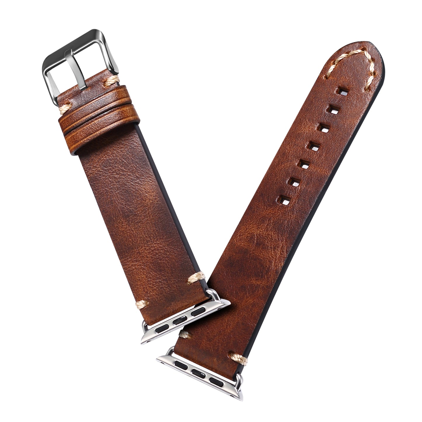 for Apple Watch Series 8 / 7 41mm / Series 6 / 5 / 4 / SE / SE (2022) 40mm / Series 3 / 2 / 1 38mm DOL Cowhide Leather Watch Band Adjustable Pin Buckle Replacement Wrist Strap - Brown