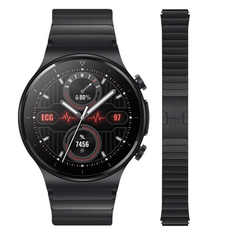 For Huawei Watch 3 / Watch GT 3 Pro 46mm / GT2 46mm Quick Release 22mm Universal Watch Strap Replacement Titanium Steel Wrist Band - Black