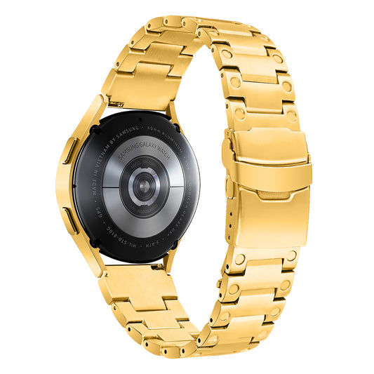 For Samsung Galaxy Watch4 Active 40mm 44mm / Watch4 Classic 42mm 46mm Smart Watch Strap 20mm Stainless Steel Watchband - Gold
