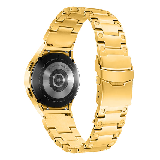 For Samsung Galaxy Watch 5 Active 40mm 44mm / Watch 5 Pro 45mm Watchband Replacement Stainless Steel Wrist Strap - Gold