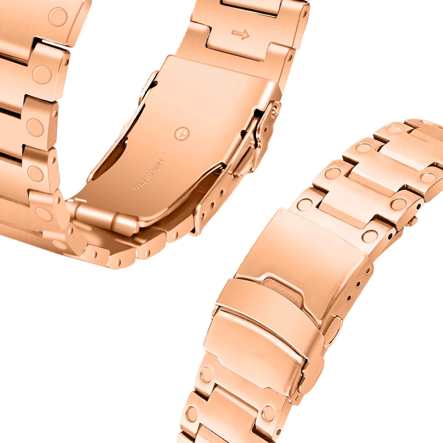 For Samsung Galaxy Watch 5 Active 40mm 44mm / Watch 5 Pro 45mm Watchband Replacement Stainless Steel Wrist Strap - Rose Gold
