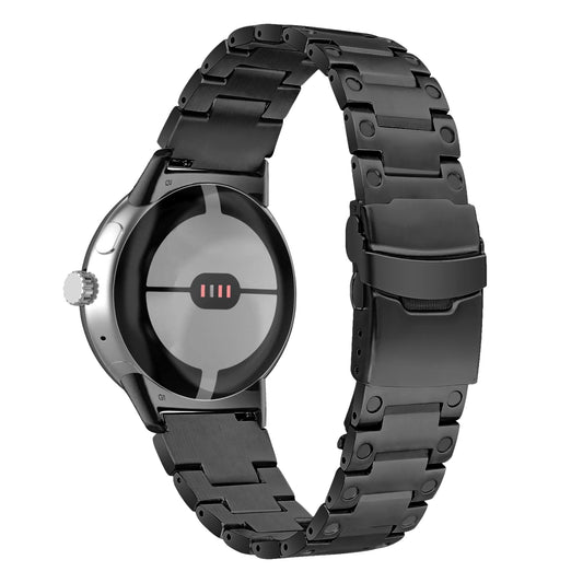 For Google Pixel Watch Three Bead Watch Band Stainless Steel Smart Watch Strap Replacement - Black