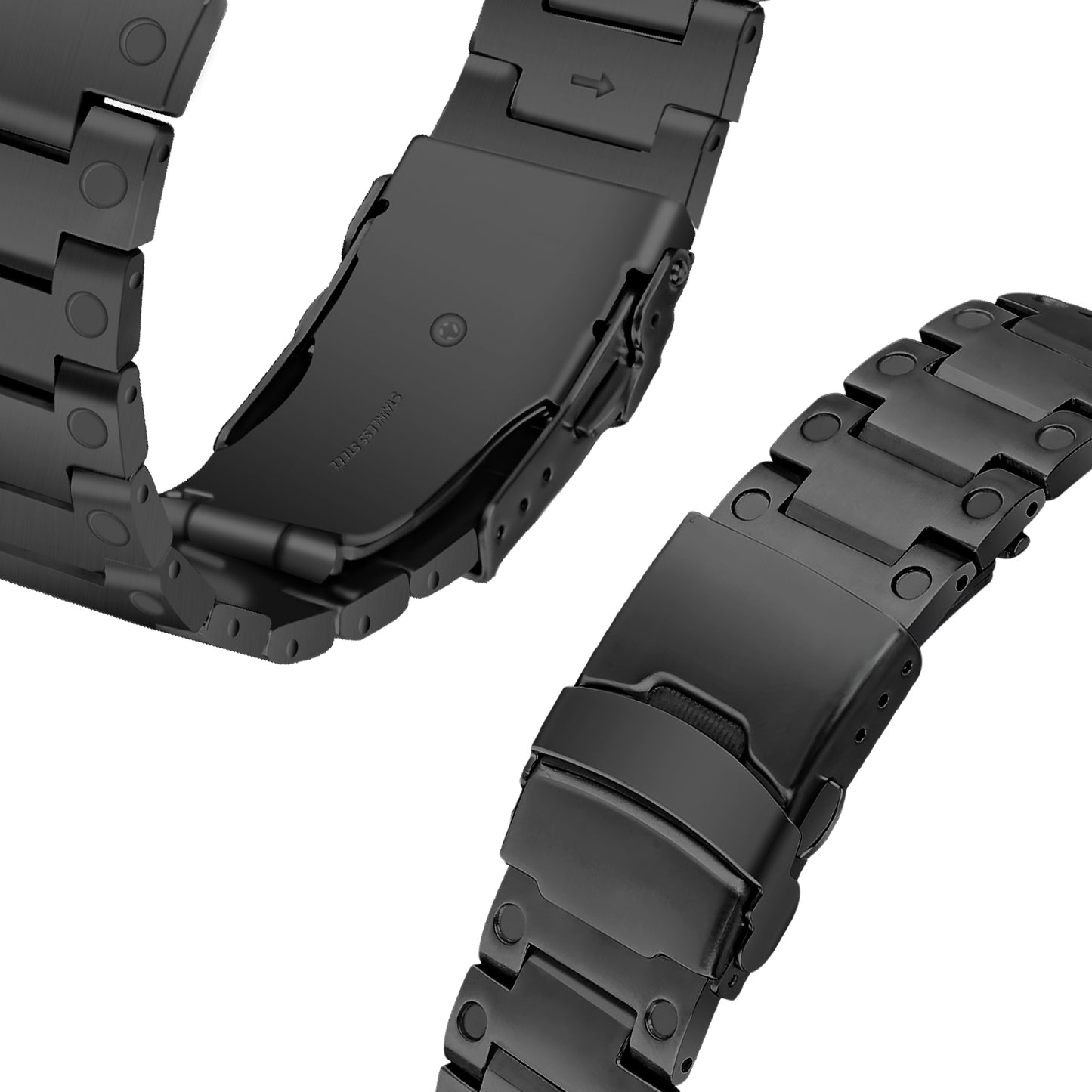 For Apple Watch Series 8 / 7 41mm / 6 / 5 / 4 / SE (2020) / SE (2022) 40mm / 3 / 2 / 1 38mm Watch Strap Replacement Stainless Steel Watch Band - Black