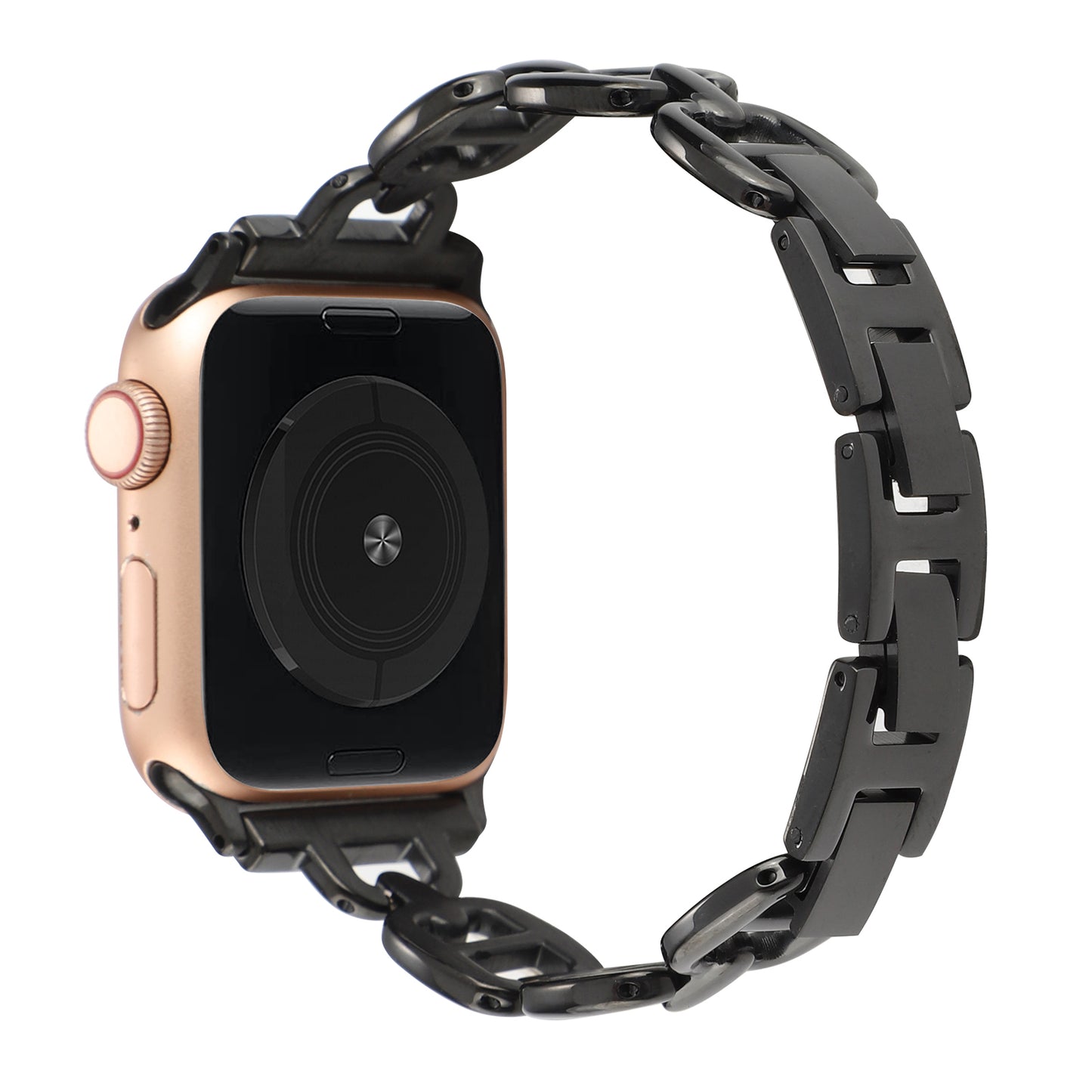 For Apple Watch Series 8 / 7 41mm / 6 / 5 / 4 / SE / SE (2022) 40mm / 3 / 2 / 1 38mm Wrist Band Replacement Metal Watch Strap - Black