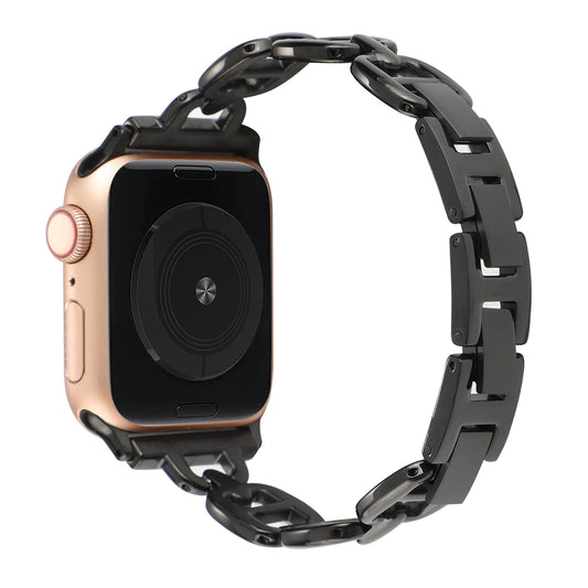 For Apple Watch Series 8 / 7 41mm / 6 / 5 / 4 / SE / SE (2022) 40mm / 3 / 2 / 1 38mm Wrist Band Replacement Metal Watch Strap - Black