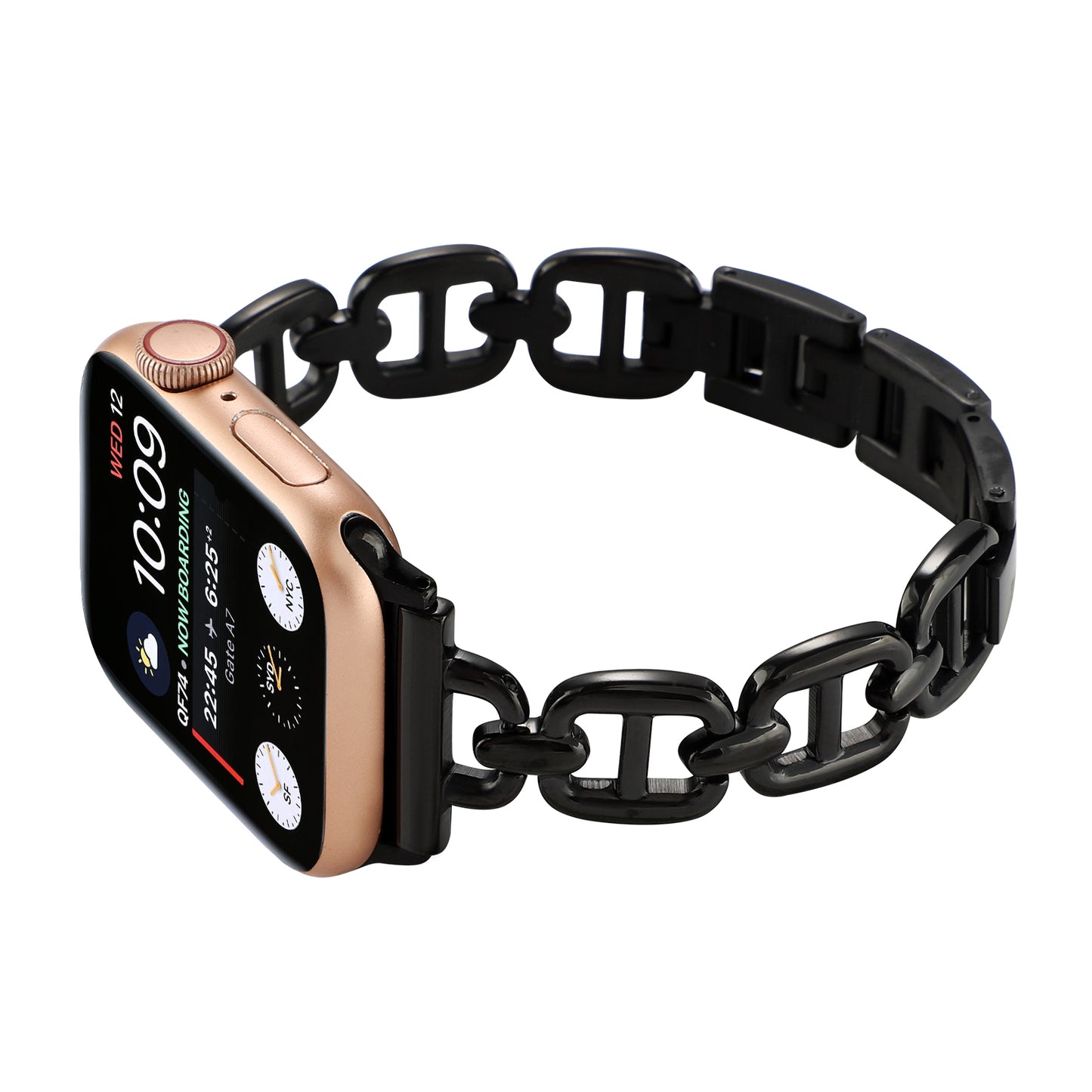 For Apple Watch Series 8 / 7 41mm / 6 / 5 / 4 / SE / SE (2022) 40mm / 3 / 2 / 1 38mm Wrist Band Replacement Metal Watch Strap - Black