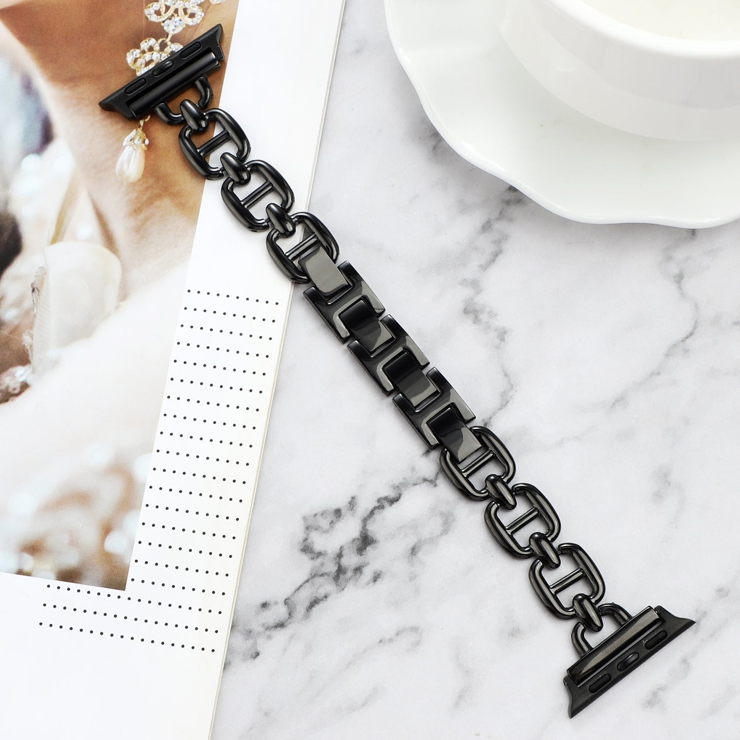 For Apple Watch Series 8 / 7 41mm / 6 / 5 / 4 / SE / SE (2022) 40mm / 3 / 2 / 1 38mm Wrist Band Replacement Metal Watch Strap - Black
