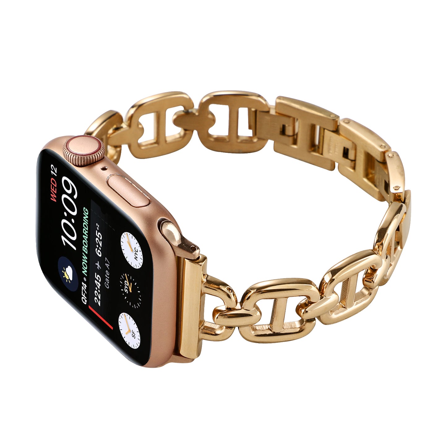 For Apple Watch Series 8 / 7 41mm / 6 / 5 / 4 / SE / SE (2022) 40mm / 3 / 2 / 1 38mm Wrist Band Replacement Metal Watch Strap - Gold