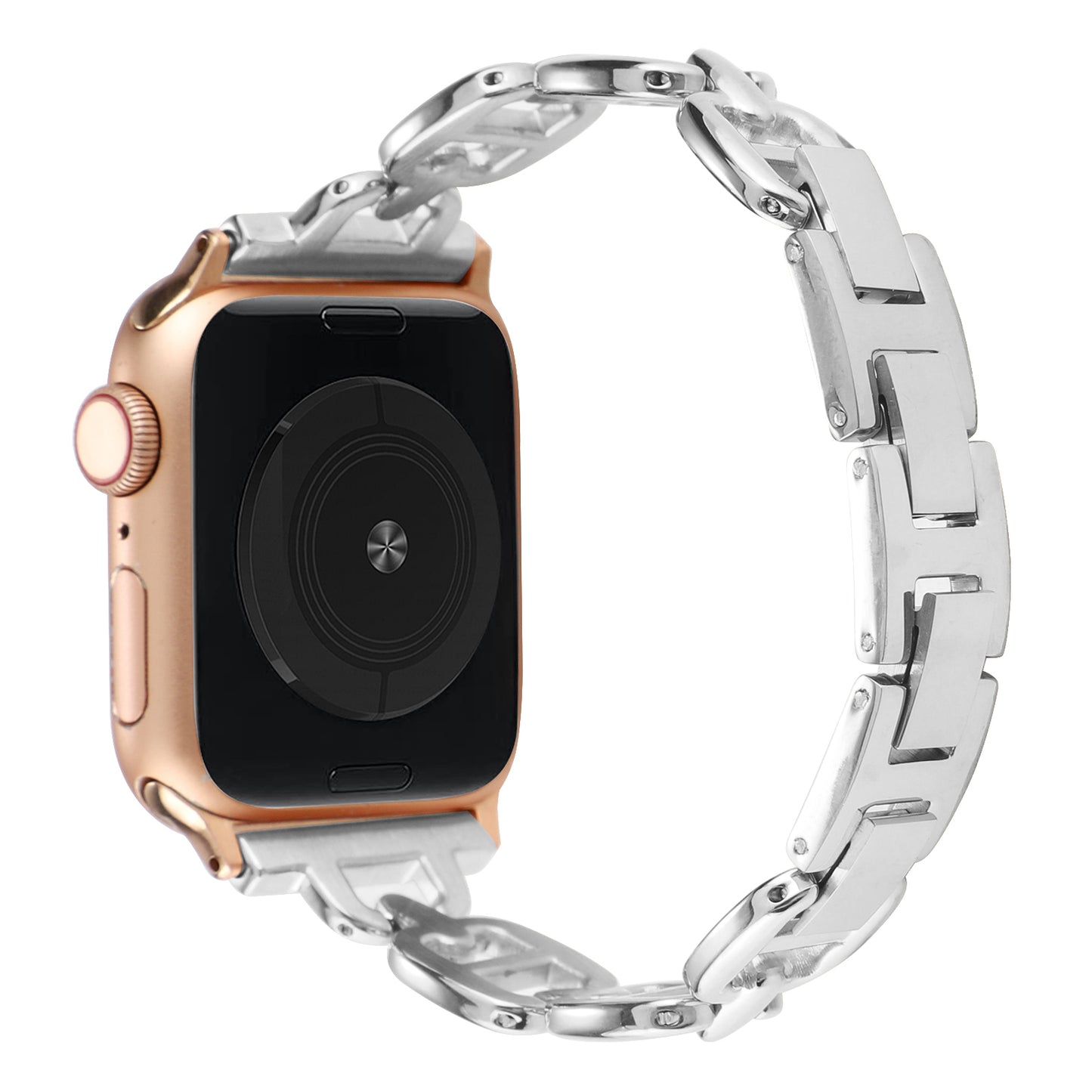 For Apple Watch Series 8 / 7 41mm / 6 / 5 / 4 / SE / SE (2022) 40mm / 3 / 2 / 1 38mm Wrist Band Replacement Metal Watch Strap - Silver