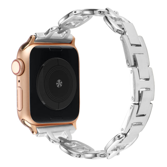 For Apple Watch Series 8 / 7 41mm / 6 / 5 / 4 / SE / SE (2022) 40mm / 3 / 2 / 1 38mm Wrist Band Replacement Metal Watch Strap - Silver