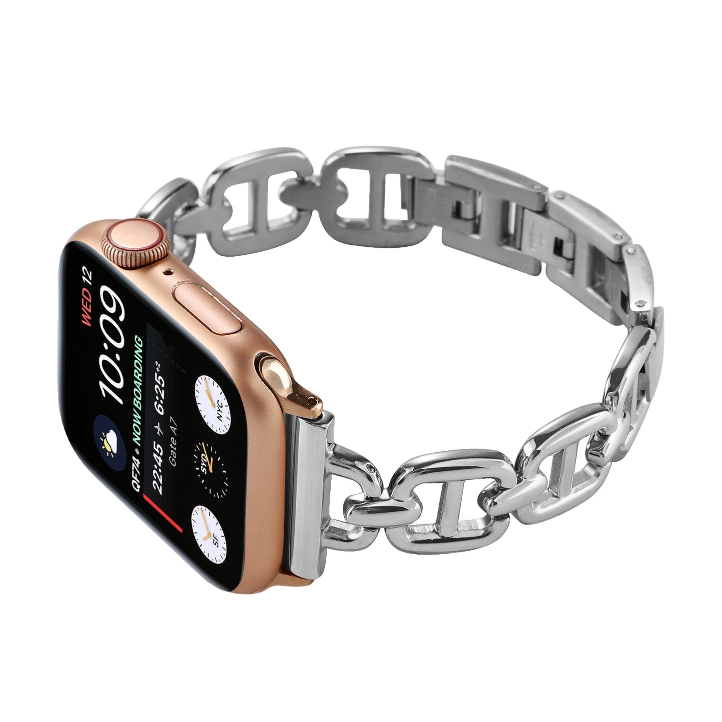 For Apple Watch Series 8 / 7 41mm / 6 / 5 / 4 / SE / SE (2022) 40mm / 3 / 2 / 1 38mm Wrist Band Replacement Metal Watch Strap - Silver