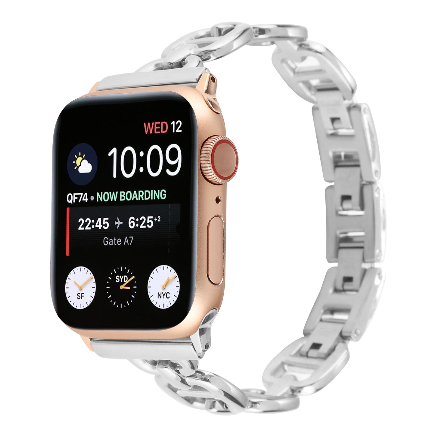 For Apple Watch Series 8 / 7 41mm / 6 / 5 / 4 / SE / SE (2022) 40mm / 3 / 2 / 1 38mm Wrist Band Replacement Metal Watch Strap - Silver