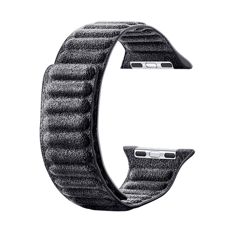 For Apple Watch Series 8 7 41mm / Series 6 5 4 SE SE (2022) 40mm / Series 3 2 1 38mm Watchband Suede Leather Magnetic Strap - Dark Grey