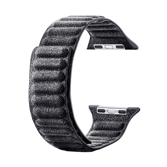For Apple Watch Series 8 7 41mm / Series 6 5 4 SE SE (2022) 40mm / Series 3 2 1 38mm Watchband Suede Leather Magnetic Strap - Dark Grey