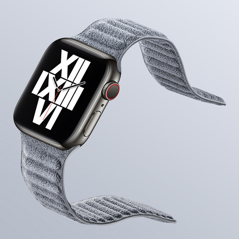 For Apple Watch Series 8 7 41mm / Series 6 5 4 SE SE (2022) 40mm / Series 3 2 1 38mm Watchband Suede Leather Magnetic Strap - Dark Grey
