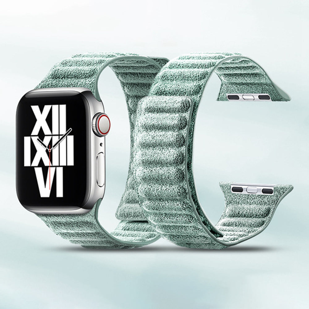 For Apple Watch Series 8 7 41mm / Series 6 5 4 SE SE (2022) 40mm / Series 3 2 1 38mm Watchband Suede Leather Magnetic Strap - Cyan