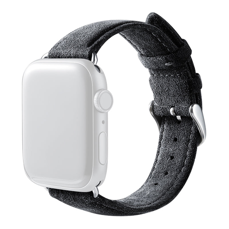 For Apple Watch Series 8 7 41mm / Series 6 5 4 SE SE (2022) 40mm / Series 3 2 1 38mm Watch Strap Suede Leather Wrist Band - Dark Grey