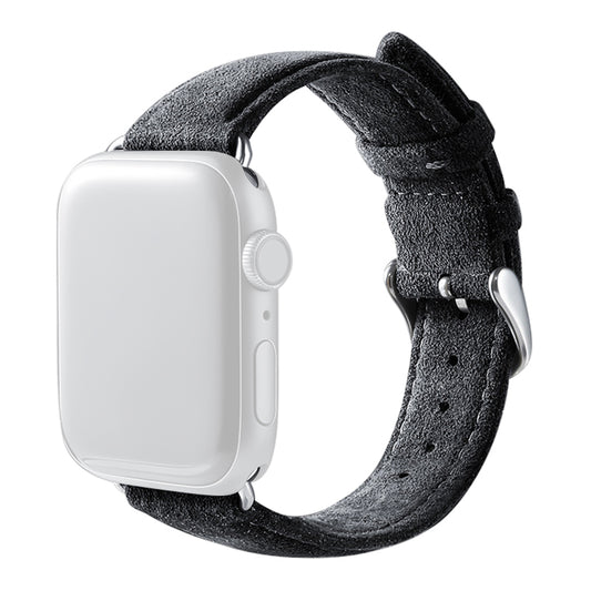 For Apple Watch Series 8 7 41mm / Series 6 5 4 SE SE (2022) 40mm / Series 3 2 1 38mm Watch Strap Suede Leather Wrist Band - Dark Grey
