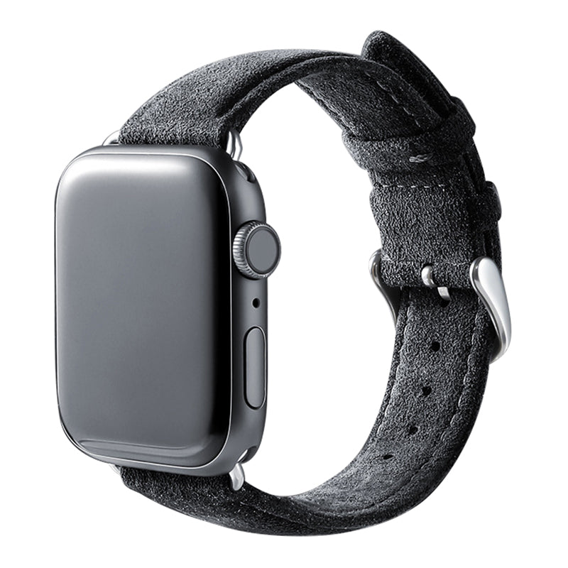 For Apple Watch Series 8 7 41mm / Series 6 5 4 SE SE (2022) 40mm / Series 3 2 1 38mm Watch Strap Suede Leather Wrist Band - Dark Grey