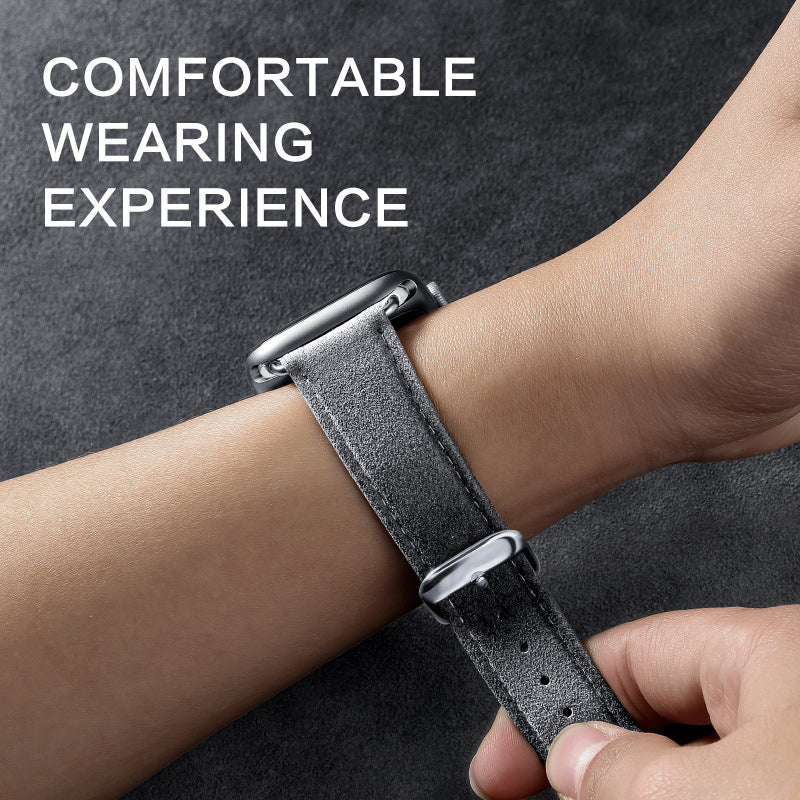 For Apple Watch Series 8 7 41mm / Series 6 5 4 SE SE (2022) 40mm / Series 3 2 1 38mm Watch Strap Suede Leather Wrist Band - Navy Blue