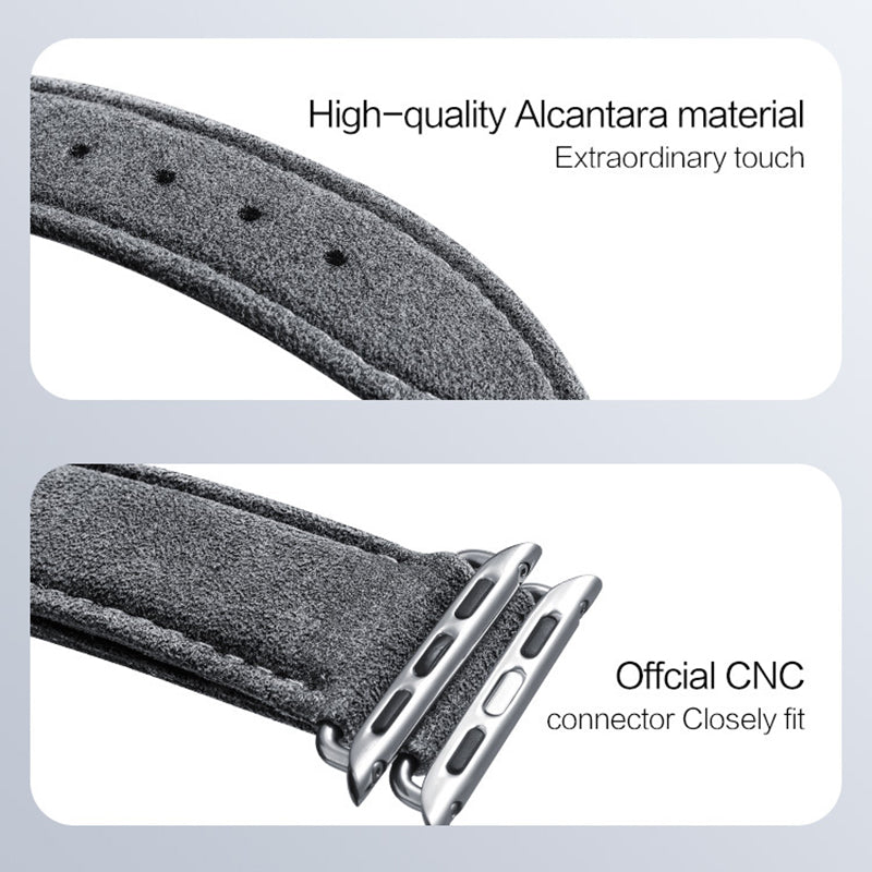 For Apple Watch Series 8 7 41mm / Series 6 5 4 SE SE (2022) 40mm / Series 3 2 1 38mm Watch Strap Suede Leather Wrist Band - Navy Blue