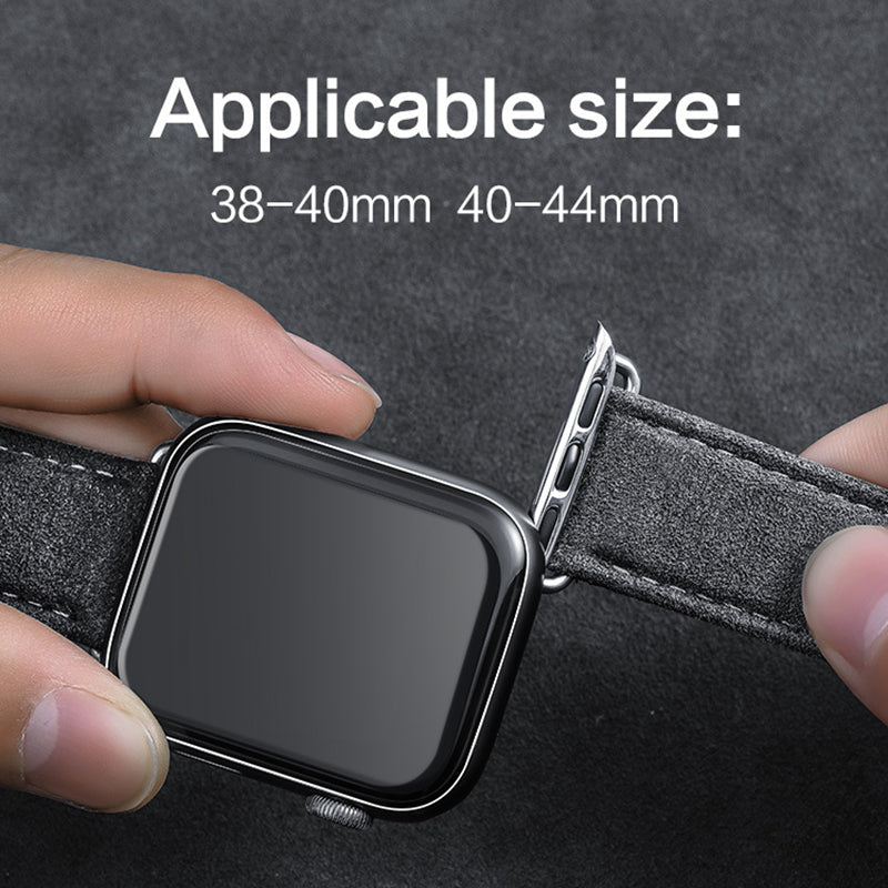 For Apple Watch Series 8 7 41mm / Series 6 5 4 SE SE (2022) 40mm / Series 3 2 1 38mm Watch Strap Suede Leather Wrist Band - Navy Blue