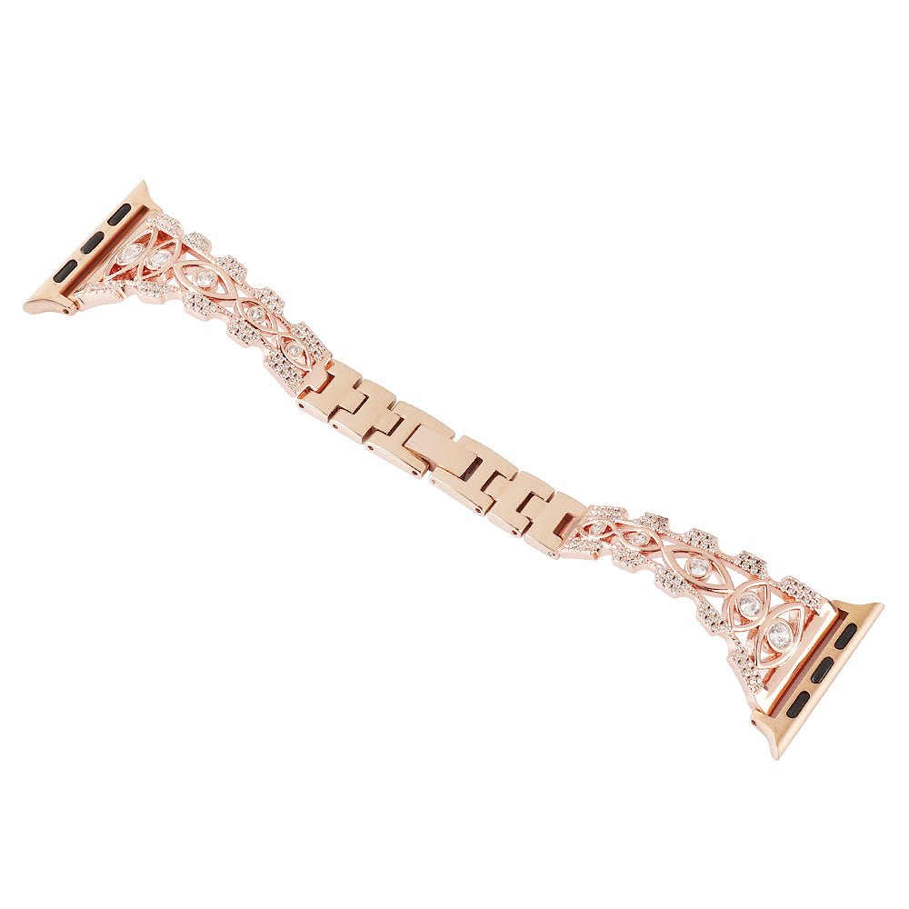 for Apple Watch Series 8 / 7 41mm / Series 6 / 5 / 4 / SE (2022) / SE 40mm / Series 3 / 2 / 1 38mm Eye Design Rhinestone Decor Metal Bracelet Watch Strap - Gold