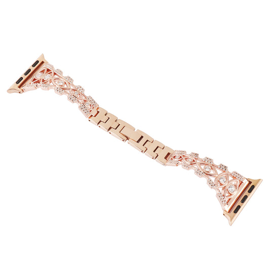 for Apple Watch Series 8 / 7 41mm / Series 6 / 5 / 4 / SE (2022) / SE 40mm / Series 3 / 2 / 1 38mm Eye Design Rhinestone Decor Metal Bracelet Watch Strap - Gold