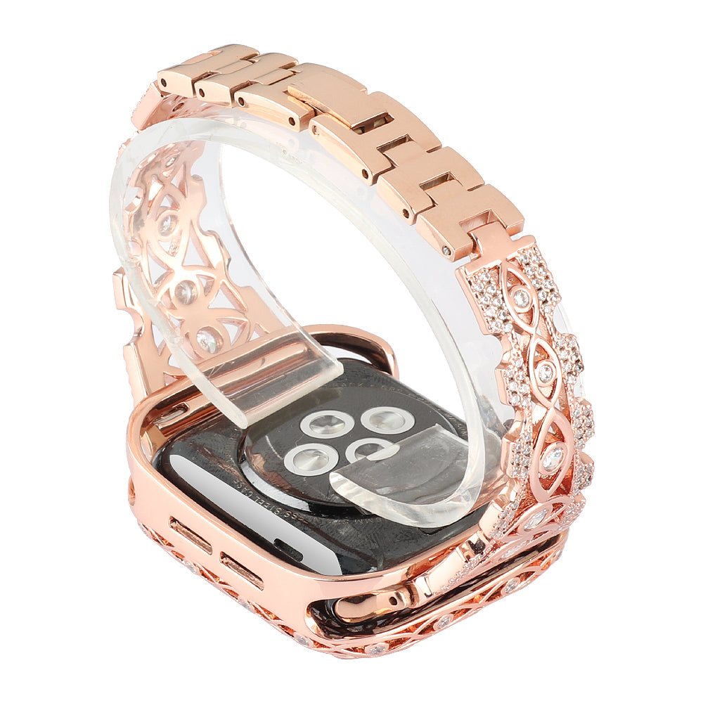 for Apple Watch Series 8 / 7 41mm / Series 6 / 5 / 4 / SE (2022) / SE 40mm / Series 3 / 2 / 1 38mm Eye Design Rhinestone Decor Metal Bracelet Watch Strap - Gold