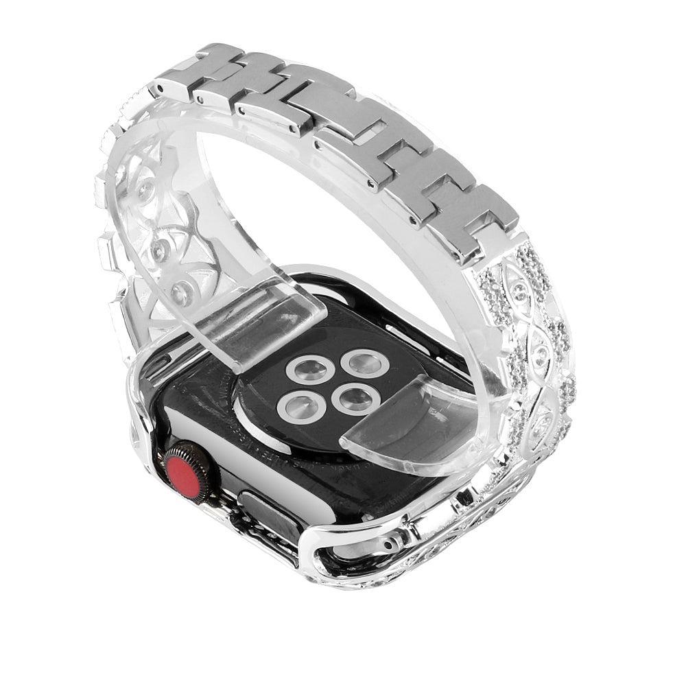 for Apple Watch Series 8 / 7 41mm / Series 6 / 5 / 4 / SE (2022) / SE 40mm / Series 3 / 2 / 1 38mm Eye Design Rhinestone Decor Metal Bracelet Watch Strap - Silver