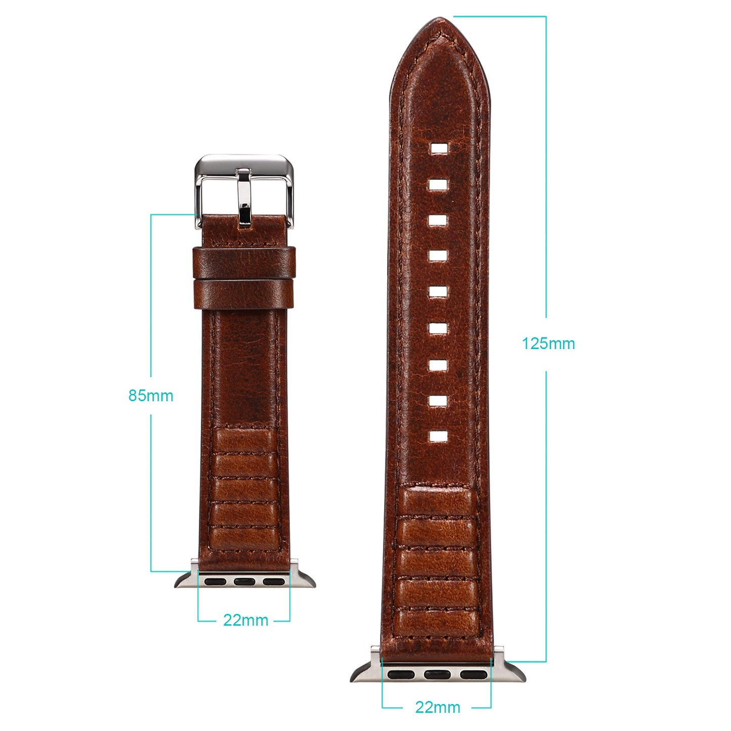 For Apple Watch Ultra 49mm / Series 8 / 7 45mm / SE / SE (2022) / 6 / 5 / 4 44mm / 3 / 2 / 1 42mm Watch Band Waxy Cowhide Leather Strap - Black