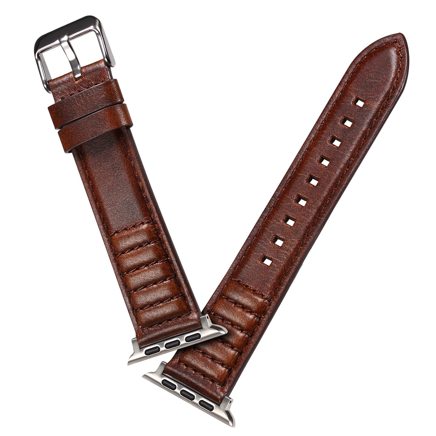 For Apple Watch Series 8 / 7 41mm / SE / SE (2022) / 6 / 5 / 4 40mm / 3 / 2 / 1 38mm Watch Strap Waxy Cowhide Leather Watchband - Brown