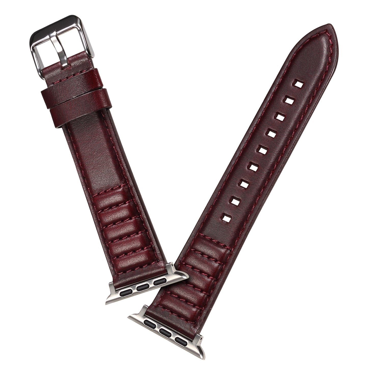 For Apple Watch Series 8 / 7 41mm / SE / SE (2022) / 6 / 5 / 4 40mm / 3 / 2 / 1 38mm Watch Strap Waxy Cowhide Leather Watchband - Wine Red